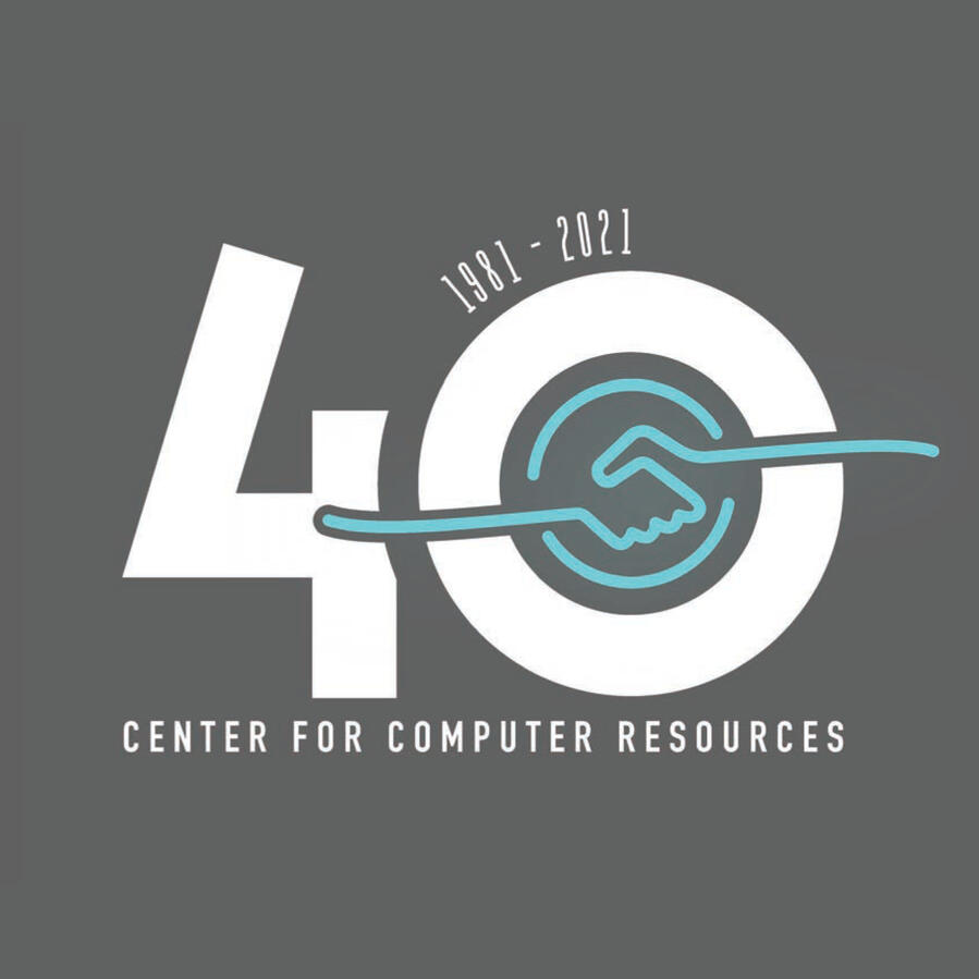Client work preview image for the Center for Computer Resources. Preview shows a 40th anniversary logo against a grey background.