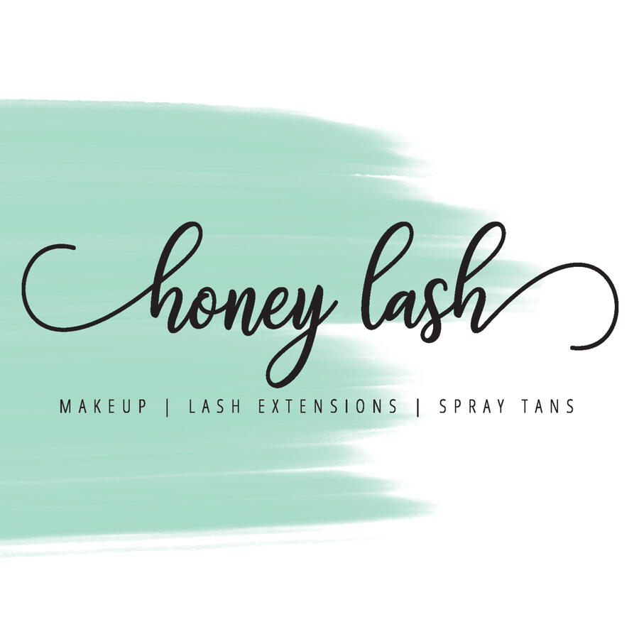 Client work preview image for Honey Lash. Preview shows a minimal script logo with lots of movement against a watercolor background.
