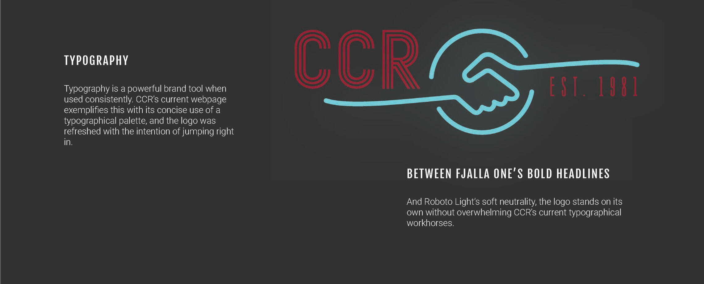 A snapshot from the CCR style guide showing typography choices.