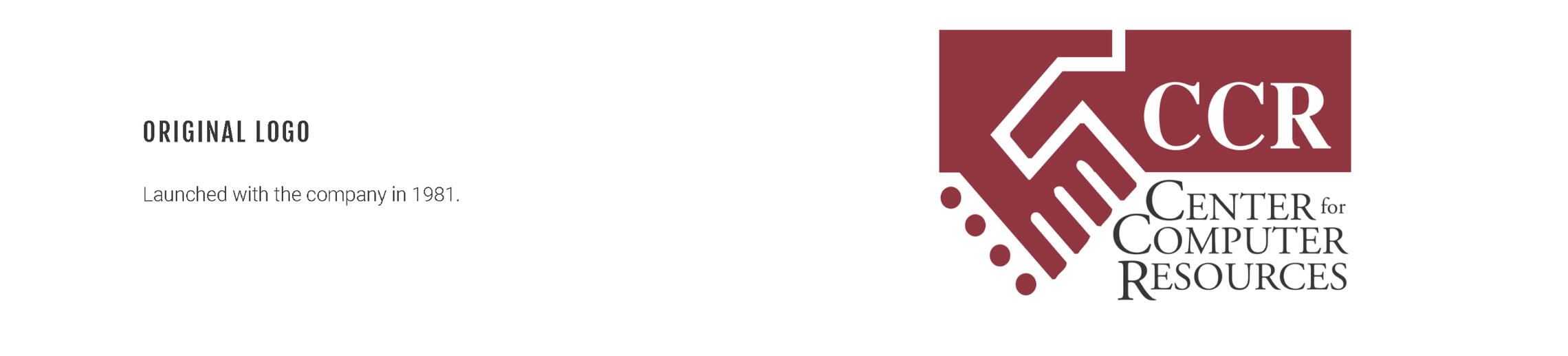 A snapshot from the CCR style guide showing the original logo from the 1980s.